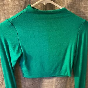 Green Long Sleeve Crop Top
